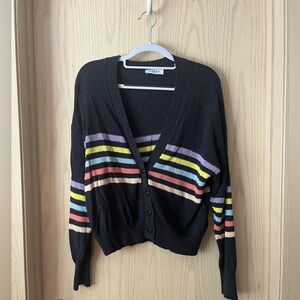 Cute Preppy Striped Navy Blue Cardigan Sweater